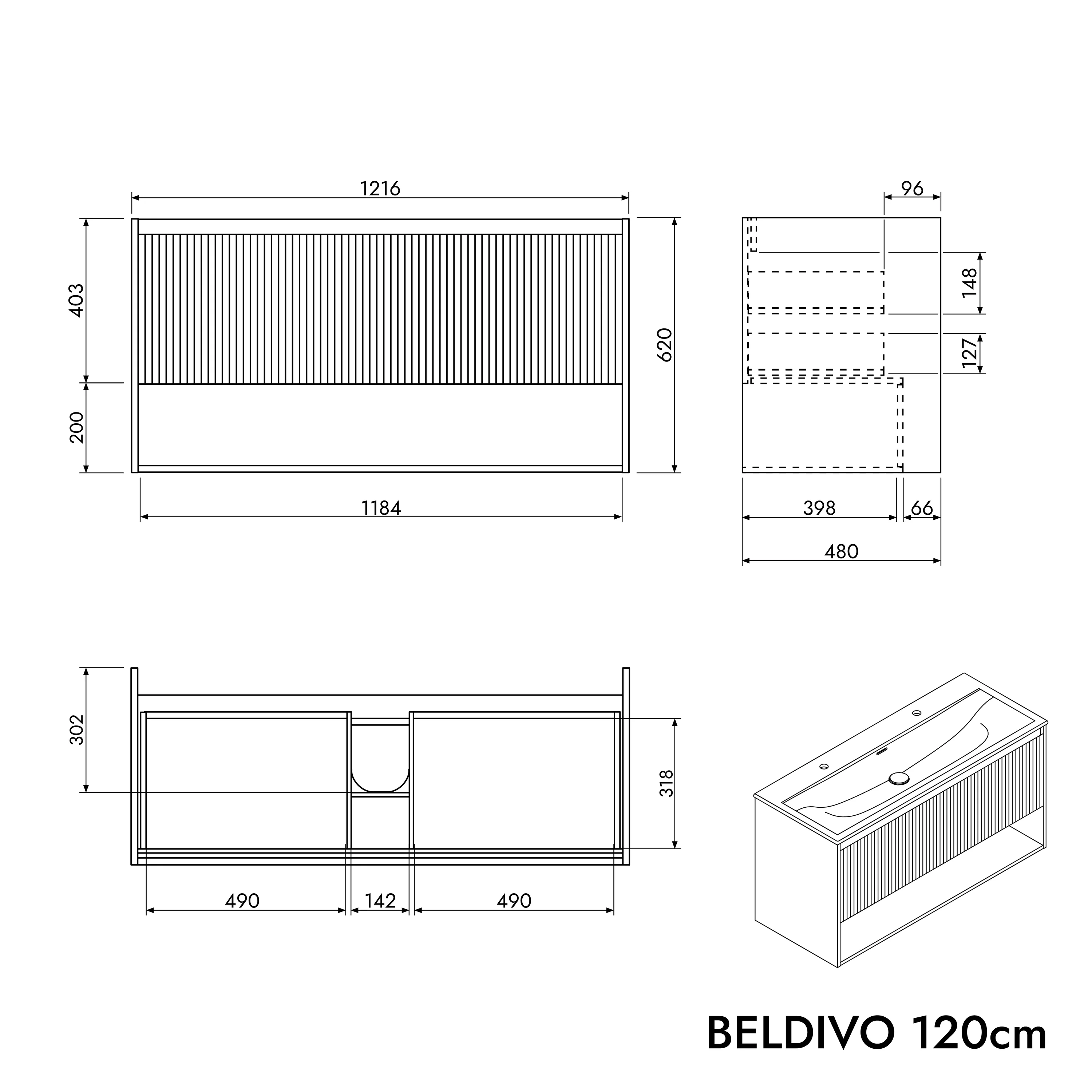 Bademøbel sæt BELDIVO 120 cm - Image 78