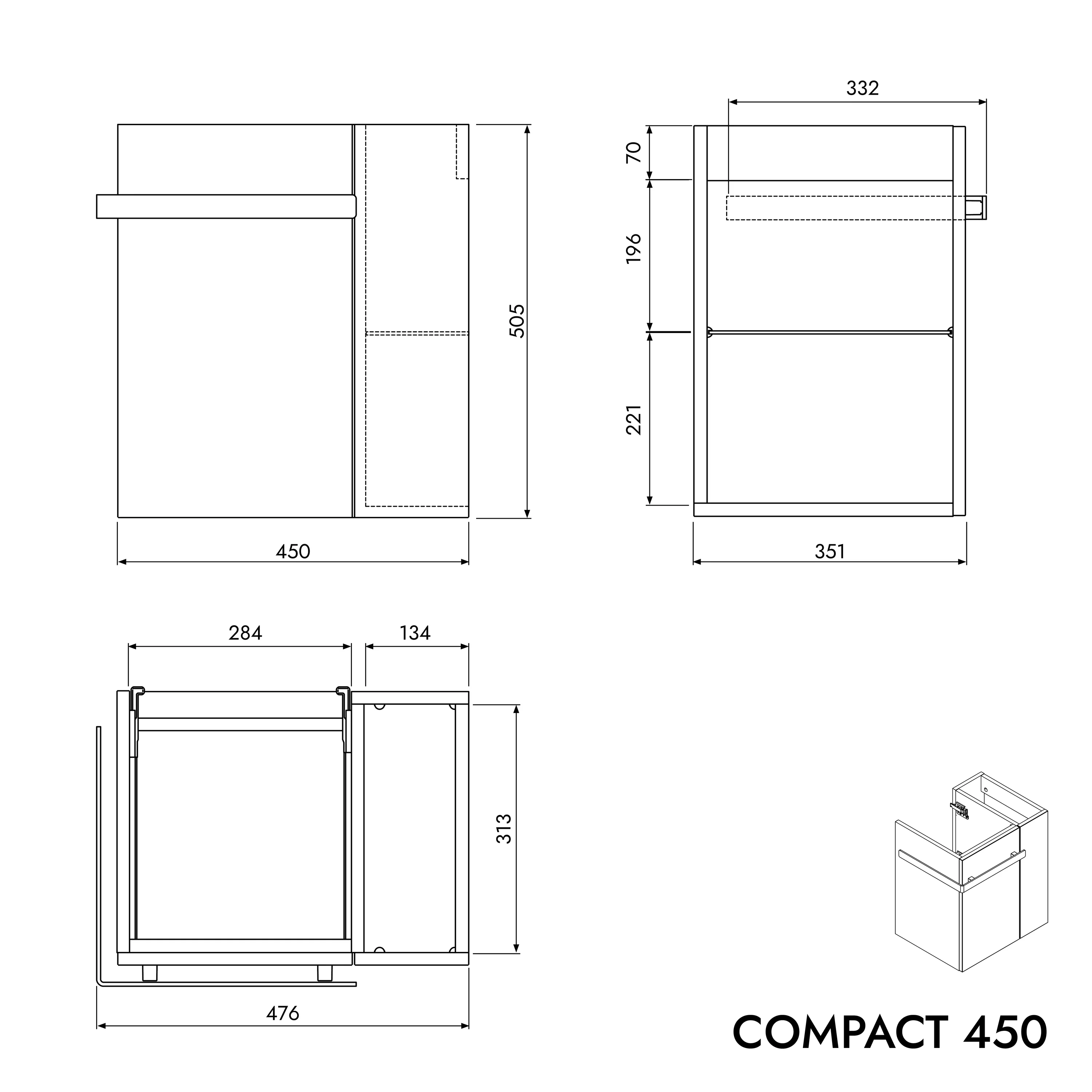 Bademøbelsæt COMPACT 45 cm med håndvask - Image 49