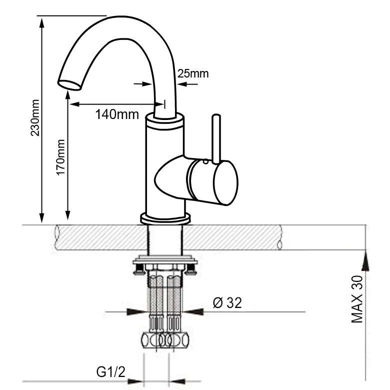 Blandingsbatteri til håndvask Bernstein 1434C-23 - Image 6