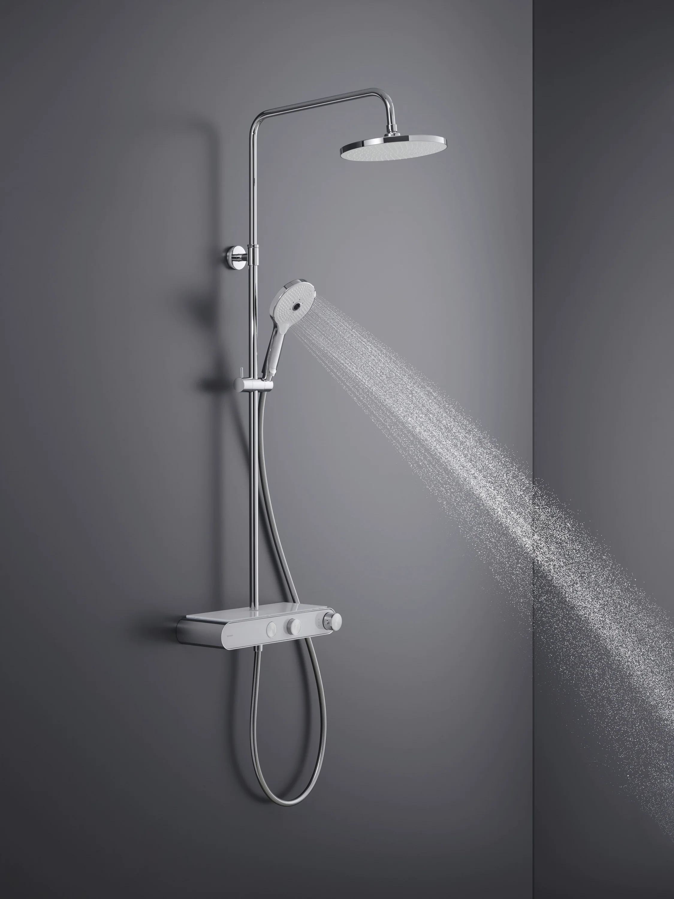 Duravit brusesystem, med termostat og glashylde, inklusive håndbruser med 3 strålefunktioner - krom/hvid - Image 4
