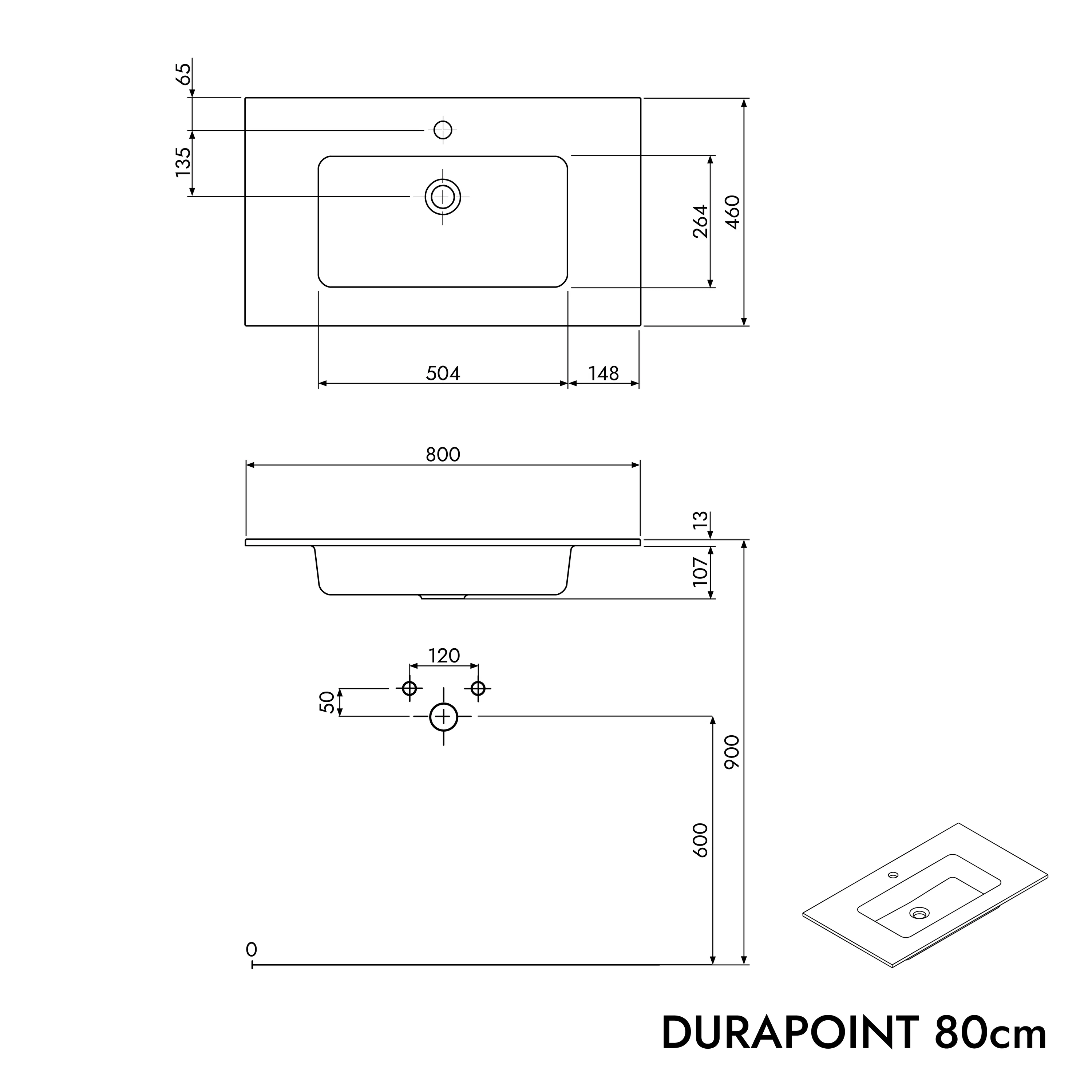 Duravit håndvask med underskab TIM 80 cm - Image 52