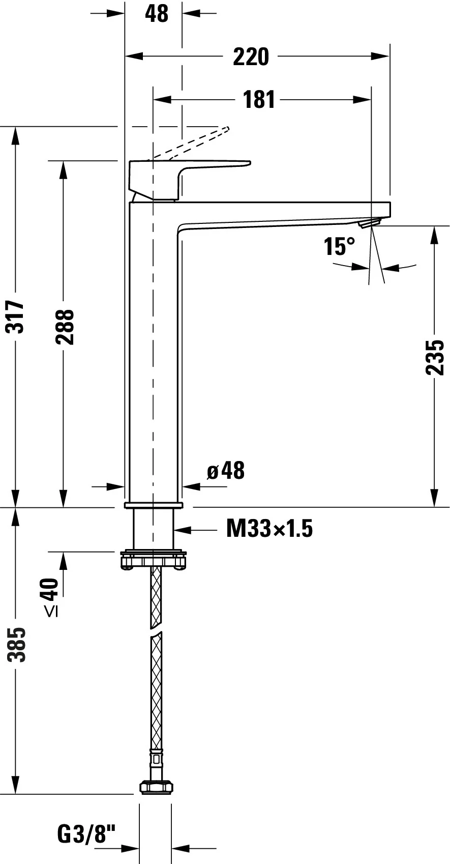 Duravit Manhattan XL-etgrebs håndvaskarmatur - Image 9