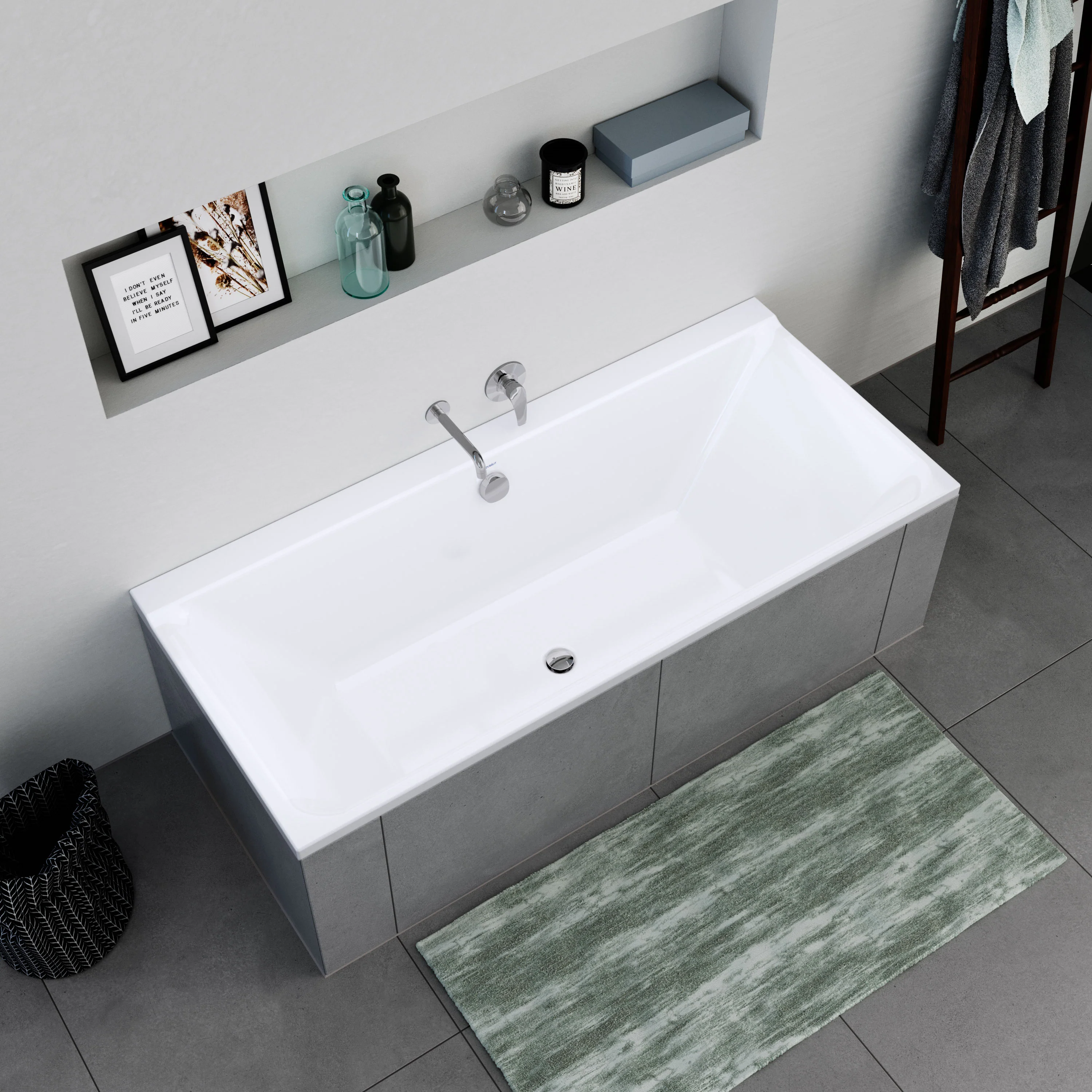 Duravit P3 rektangulært badekar, til installation, hvid, 180x80 cm - Image 3