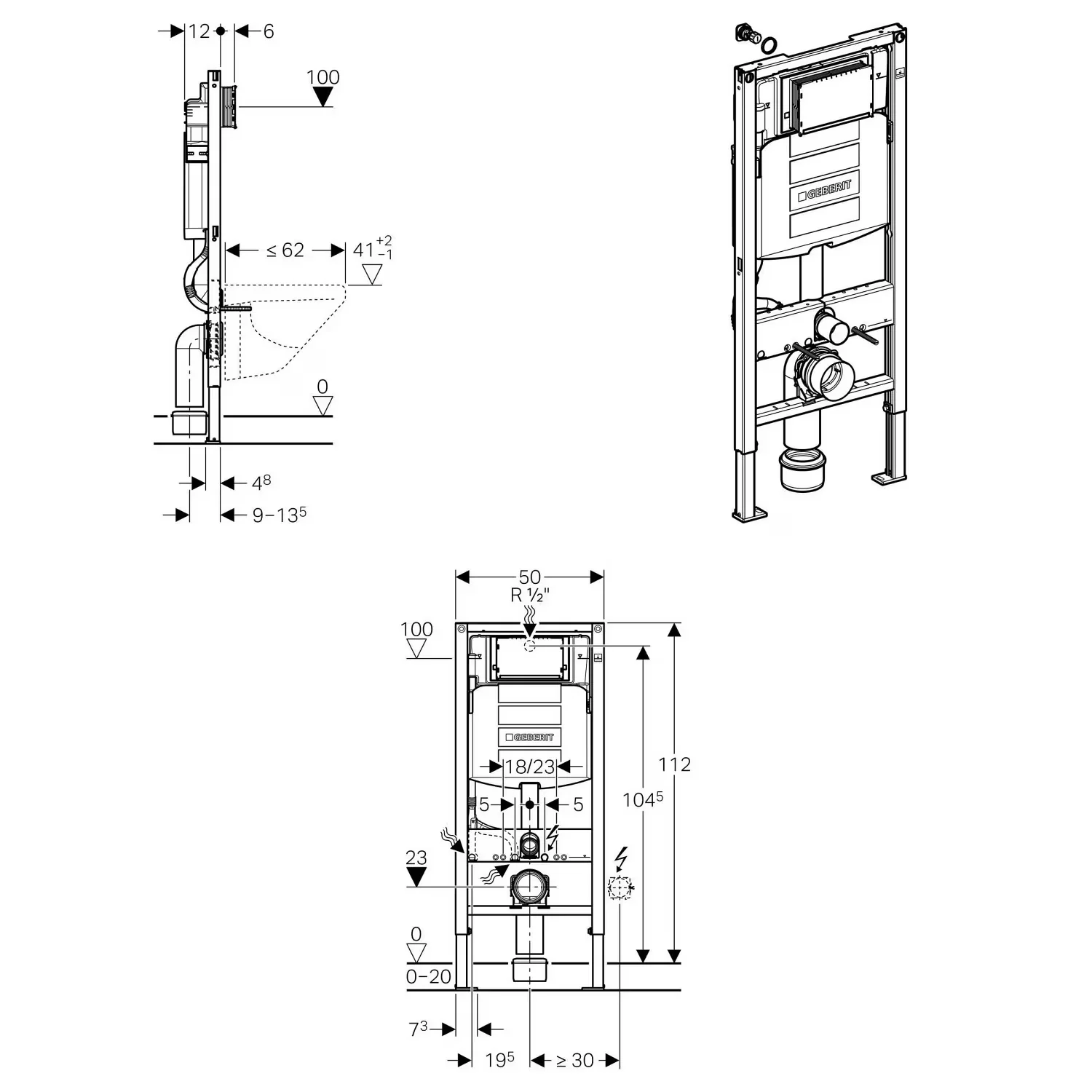 Bruse-wc komplet sæt PRO+1104 med Geberit Duofix forvægselement - Image 20