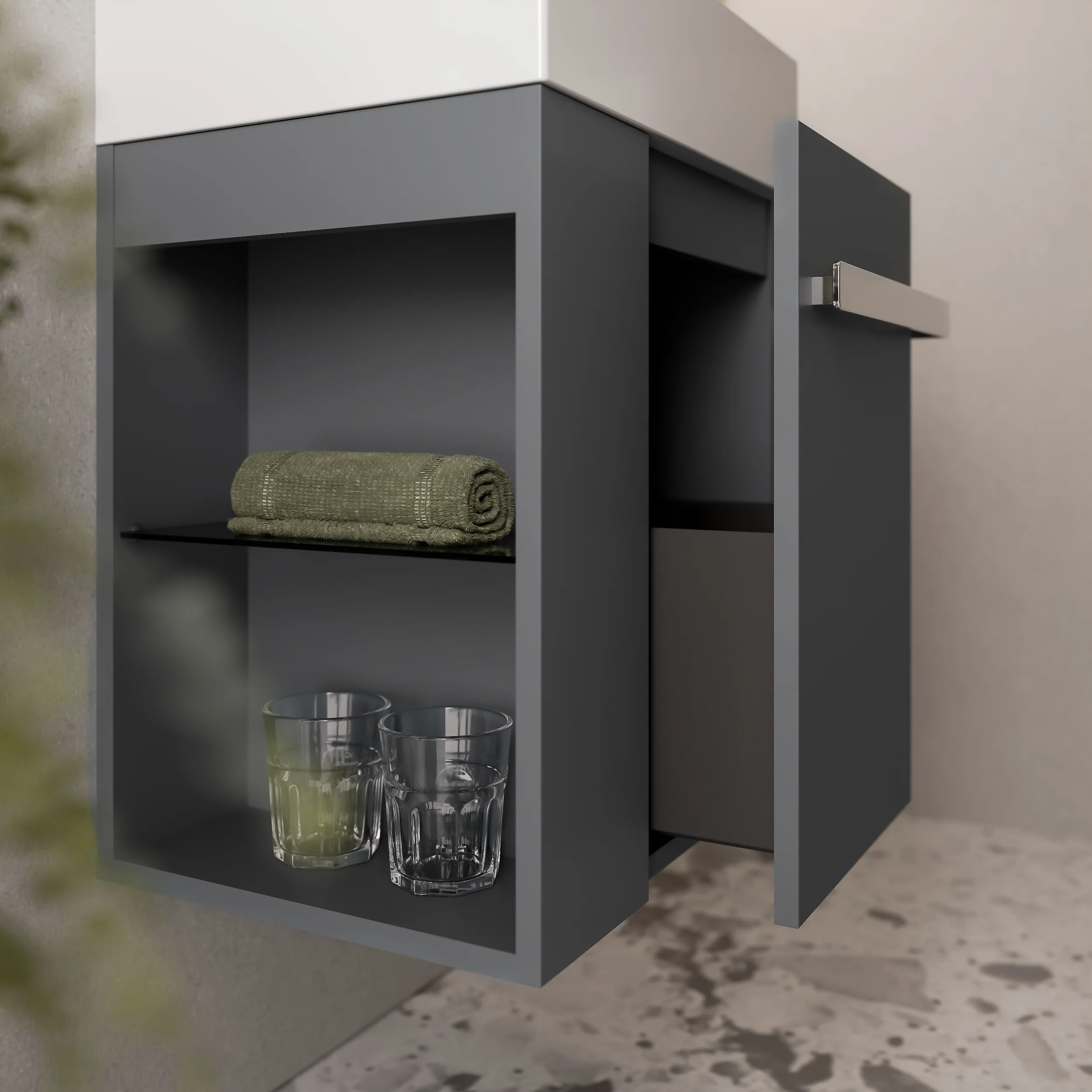 Gæstetoilet badeværelsesmøbelsæt COMPACT 45 cm med håndvask - Image 3