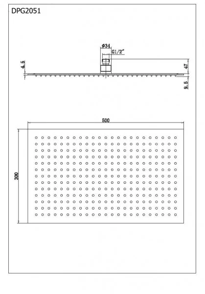 Rektangulært brusehoved DPG2051 - Image 2