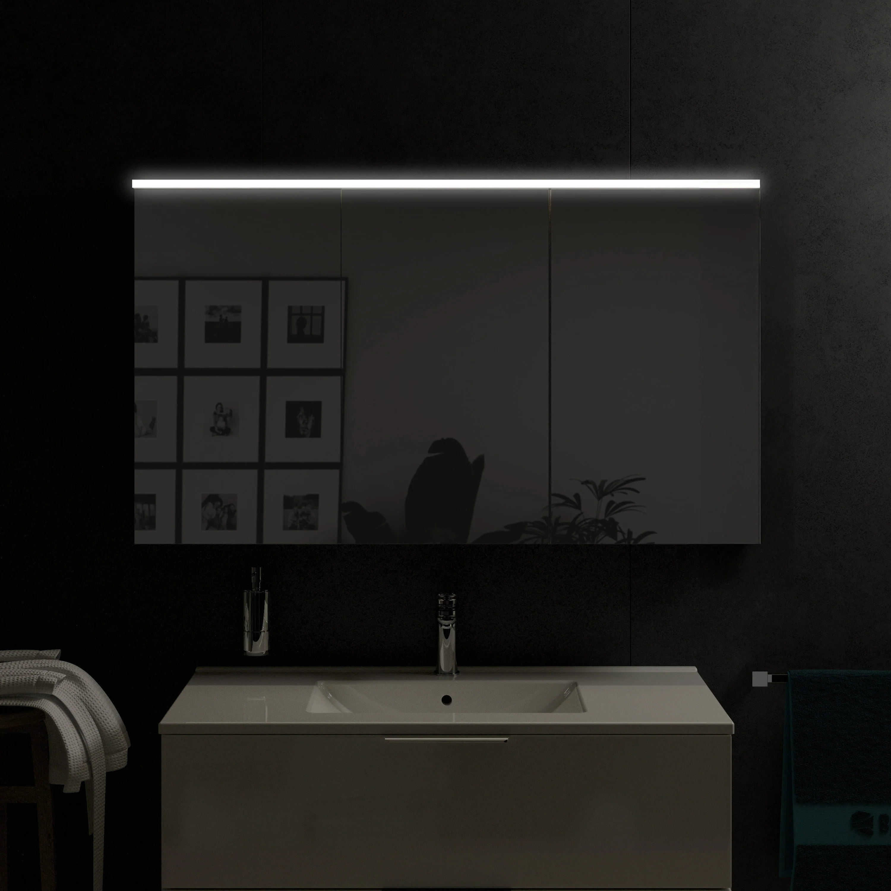SOLO spejlskab med LED-belysning - 120 cm - 3 døre - farve valgbar - Image 8