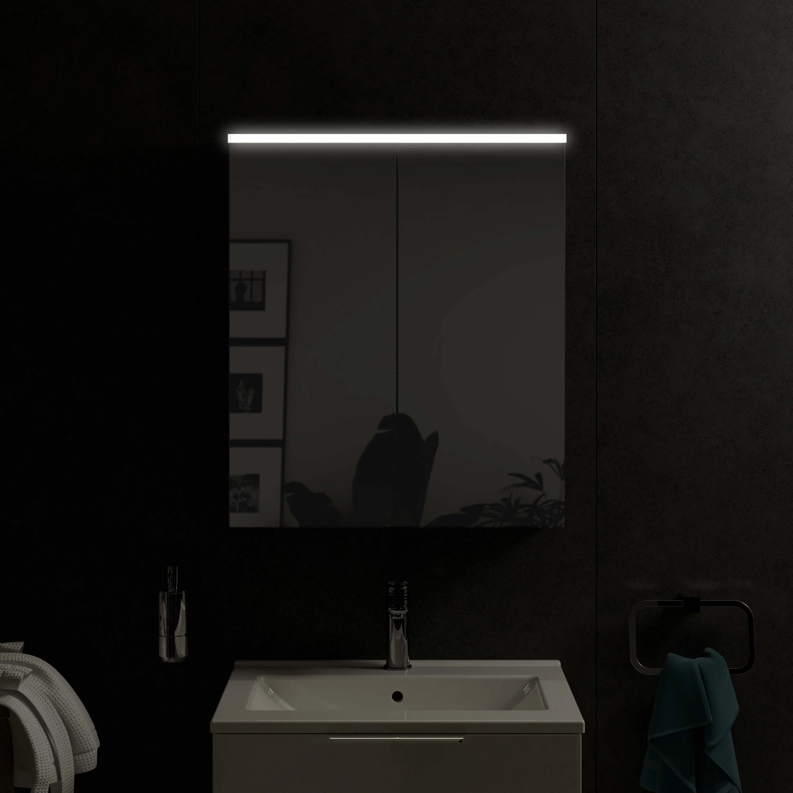 SOLO spejlskab med LED-belysning - 60 cm - 2 døre - Image 8