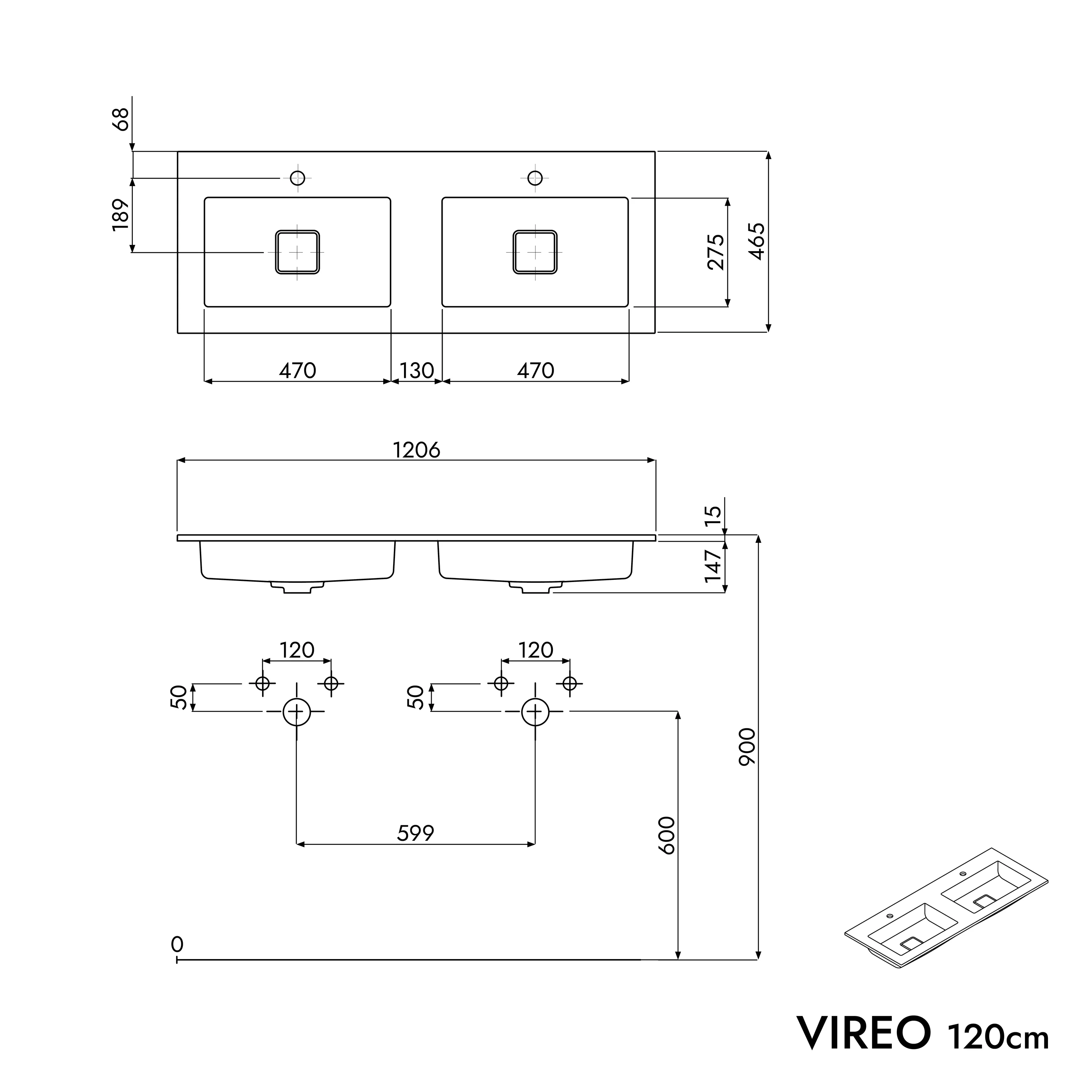 VIREO 120 cm underskab - Image 97